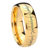 8mm Lord Of The Rings Dome Polish Gold Tungsten Wedding Band Mens