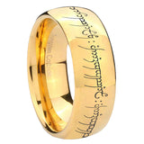 8mm Lord Of The Rings Dome Polish Gold Tungsten Wedding Band Mens
