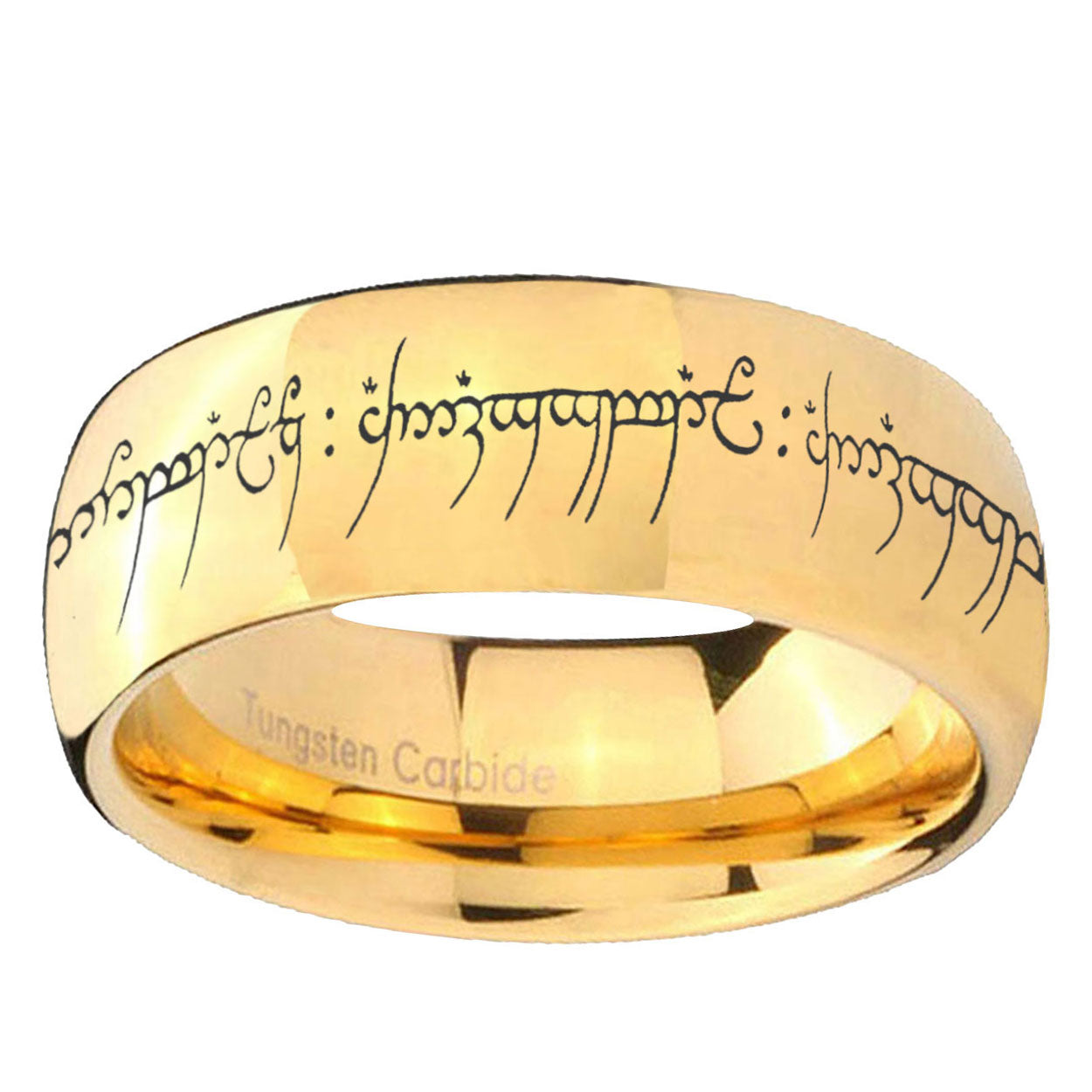 5MM Lord Of The Rings Dome Polish Gold Tungsten Wedding Band