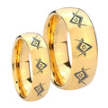 Master Mason Masonic Dome Gold Tungsten His And Hers Ring
