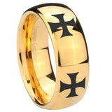 8mm-4-Maltese-Cross-Dome-Gold-Tungsten-Carbide-Anniversary-Ring