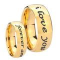 8MM I Love You Forever and ever Dome Polish Gold Tungsten Band