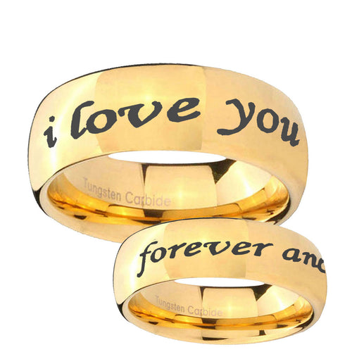10mm I Love You Forever and ever Dome Gold Tungsten Ring