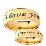 5, 8mm I Love You Forever and ever Dome Gold Tungsten Men's Engagement Band