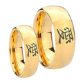 Kanji Love Dome Gold Tungsten Couple Rings