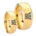 Decepticon Transformers Dome Gold Tungsten His Hers Ring Set