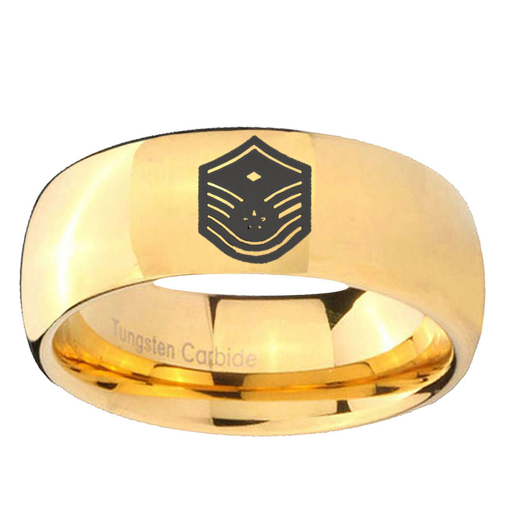 10mm Chief Master Sergeant Vector Dome Gold Tungsten Ring
