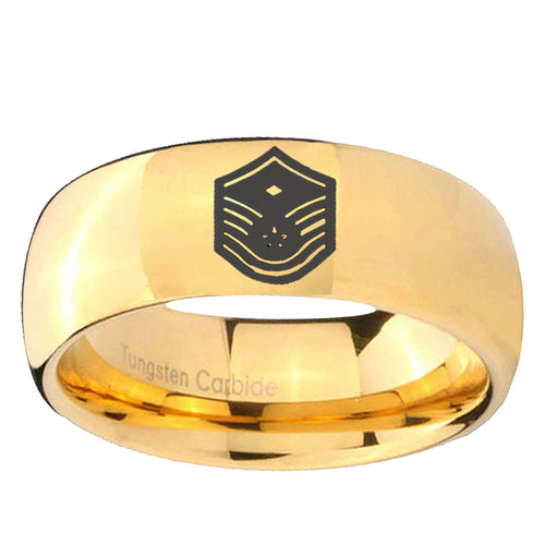 10mm Chief Master Sergeant Vector Dome Gold Tungsten Ring