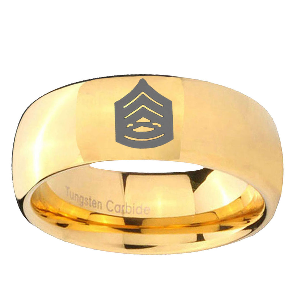 5MM Army Sergeant Major Dome Polish Gold Tungsten Promise Ring