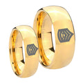 Army Sergeant Major Dome Gold Tungsten Couple Rings