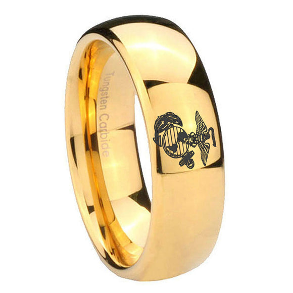 10mm-Marine-Dome-Gold-Tungsten-Carbide-Mens-Ring-Engraved