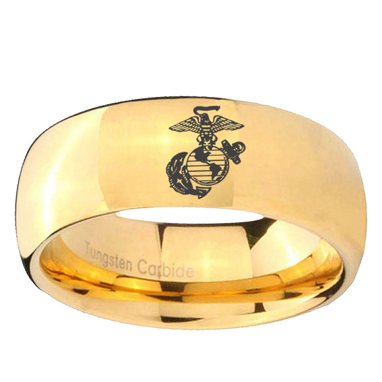 10mm Marine Dome Gold Tungsten Ring
