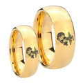 Marine Dome Gold Tungsten Bridal Ring Set