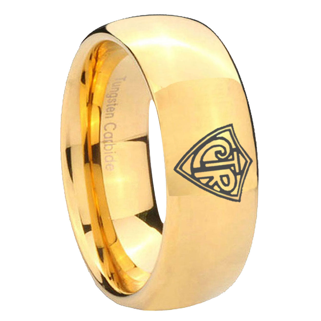 10mm CTR Dome Gold Tungsten Carbide Men's Promise Rings