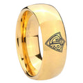 8MM CTR Dome Polish Gold Tungsten Custom Engraved Ring