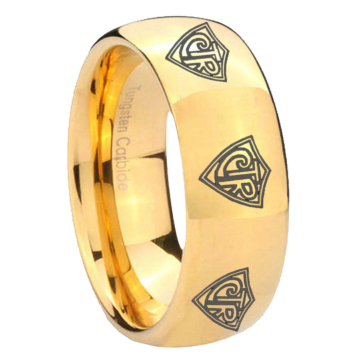 10mm Multiple CTR Dome Gold Tungsten Carbide Men's Promise Rings