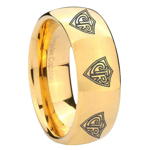 10mm Multiple CTR Dome Gold Tungsten Carbide Men's Promise Rings