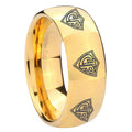 8MM Multiple CTR Dome Polish Gold Tungsten Mens Casual Ring