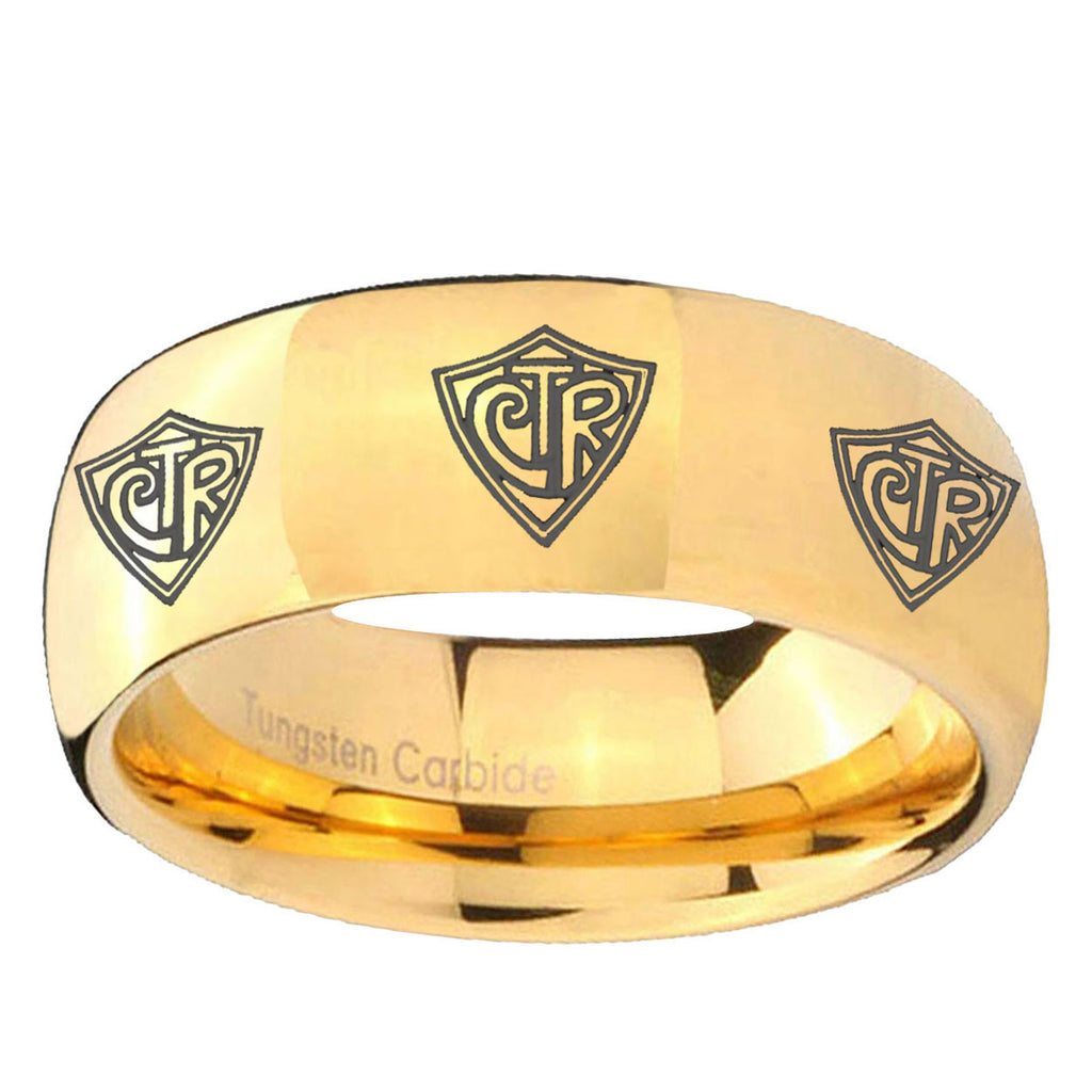 10mm Multiple CTR Dome Gold Tungsten Ring