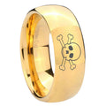 8MM Skull Dome Polish Gold Tungsten Mens Casual Ring