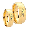 Skull Dome Gold Tungsten Couple Band Set