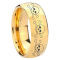 10mm Multiple Skull Dome Gold Tungsten Carbide Mens Bands Ring