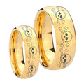 Multiple Skull Dome Gold Tungsten Wedding Set Rings