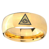 5, 8mm Seeing Eye of God Dome Polish Gold Men's Tungsten Ring