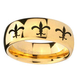 10mm-Multiple-Fleur-De-Lis-Dome-Gold-Tungsten-Carbide-Custom-Ring-for-Men