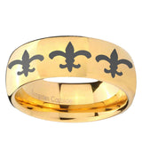 5, 8mm Multiple Fleur-De-Lis Dome Gold Tungsten Ring