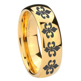 10mm-Multiple-Fleur-De-Lis-Dome-Gold-Tungsten-Carbide-Men's-Engagement-Band