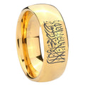 8MM Islamic Shahada Dome Polish Gold Tungsten Mens Wedding Band