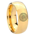 8MM Seal of Seven Dome Polish Gold Tungsten Mens Casual Ring