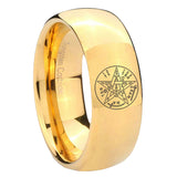 8mm Tetragrammaton Spiritual Kabbalah Dome Polish Gold Men's Tungsten Ring