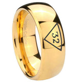 8mm-Masonic-32-Triangle-Freemason-Dome-Gold-Tungsten-Carbide-Men's-Promise-Rings