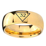 10mm-Masonic-32-Triangle-Freemason-Dome-Gold-Tungsten-Carbide-Men's-Engagement-Band