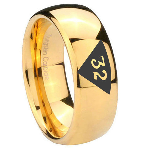 8mm-Masonic-32-Triangle-Design-Freemason-Dome-Gold-Tungsten-Carbide-Men's-Promise-Rings