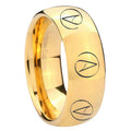10mm Atheist Design Dome Gold Tungsten Carbide Wedding Bands Ring