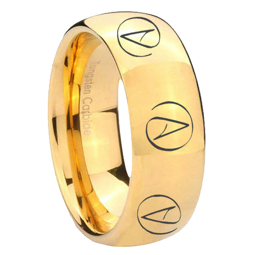 10mm Atheist Design Dome Gold Tungsten Carbide Wedding Bands Ring