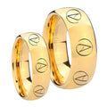Atheist Design Dome Gold Tungsten His Hers Set Rings