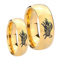 Wild Boar Dome Gold Tungsten Mens Set Ring