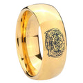 8MM Masonic 32 Degree Freemason Dome Polish Gold Tungsten Ring