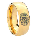 8mm Masonic 32 Degree Freemason Dome Gold Tungsten Carbide Men's Promise Rings