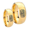 Masonic 32 Degree Freemason Dome Gold Tungsten Couple Rings