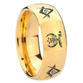 10mm Masonic Shriners Dome Gold Tungsten Carbide Custom Mens Ring