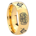 10mm Masonic 32 Design Dome Gold Tungsten Carbide Personalized Ring