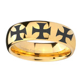 10mm-Multiple-Maltese-Cross-Dome-Gold-Tungsten-Carbide-Mens-Anniversary-Ring