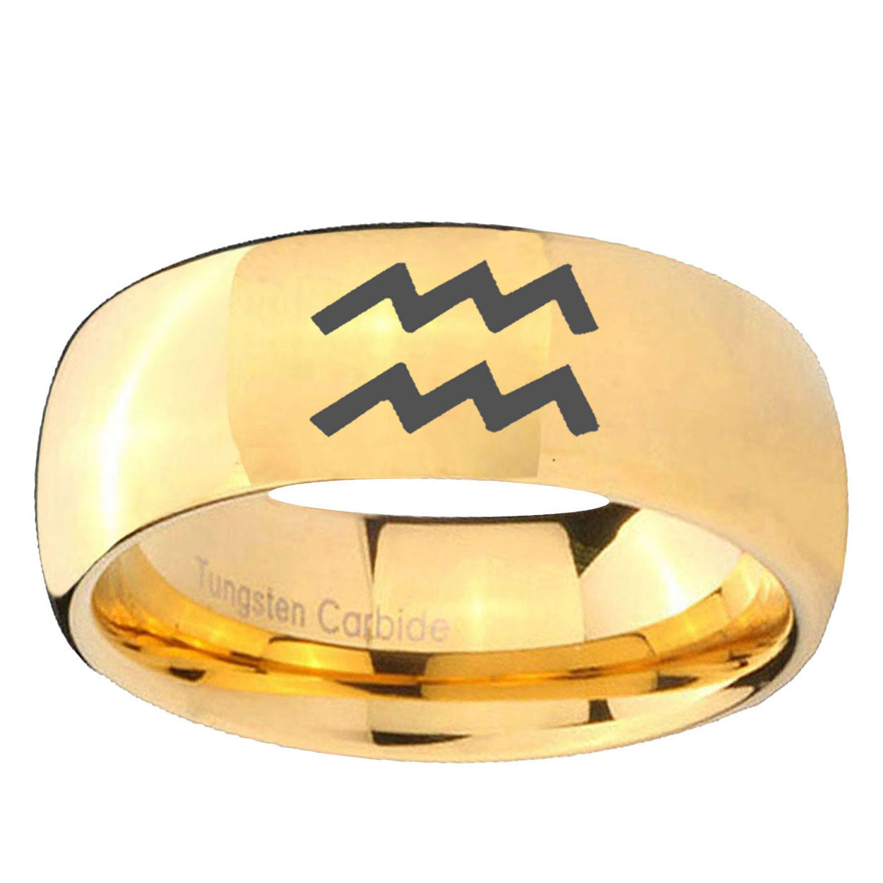 5MM Aquarius Horoscope Dome Polish Gold Tungsten Ring For Man