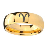 10mm-Aries-Zodiac-Dome-Gold-Tungsten-Carbide-Wedding-Band-Mens