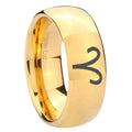 8MM Aries Zodiac Dome Polish Gold Tungsten Man Wedding Ring